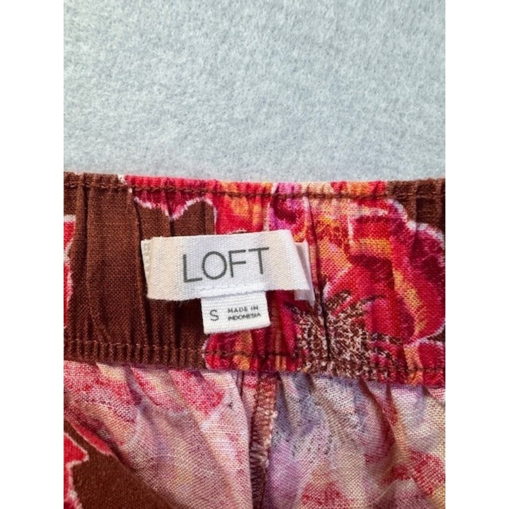 Loft Floral Linen Blend Boho Beach Tropical Palazzo‎ Wide Leg Flowy Pants SML - Picture 4 of 10